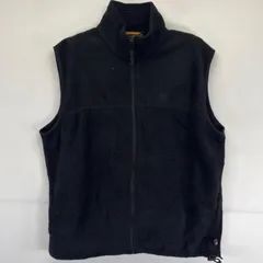 古着 ティンバーランド Timberland ベスト フルジップ フリース ワンポイントロゴ刺繍 ドローコード L  ブラック メンズ