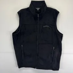 古着 エディー・バウアー Eddie Bauer ベスト アウトドア フリース ワンポイントロゴ刺繍 フルジップ XL  ブラック メンズ