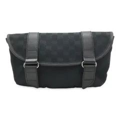 GUCCI グッチ GGキャンバス ボディバッグ ウエストバッグ ウエストポーチ レザー ブラック 黒 シルバー金具 145851