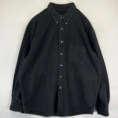 古着 エディー・バウアー Eddie Bauer 長袖シャツ シャモアシャツ 無地 ヘビーネルシャツ 胸ポケット XL  ブラック メンズ