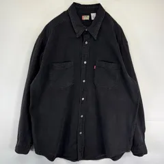 古着 リーバイス Levi's 長袖シャツ デニムシャツ ボタンフライ 大きいサイズ レッドタブ RED TAB L  ブラック メンズ