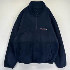 古着 チャップスラルフローレン CHAPS RALPHLAUREN ハーフジップフリースジャケット トレーナー ロゴ刺繍 プルオーバー 2XL  ネイビー メンズ