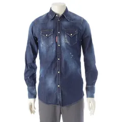 ディースクエアード 17年 コットン ダメージ加工 ウエスタン デニム 長袖シャツ トップス S74DM0005 インディゴ 44【中古】