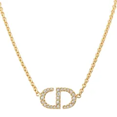 ディオール Petit CD ロゴ メタル & クリスタル チェーン ネックレス アクセサリー ゴールド【中古】