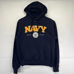 古着 チャンピオン Champion パーカー トレーナー プルオーバー フーディー NAVYロゴ刺繍デザイン M  ネイビー メンズ