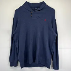 古着 ポロ・ラルフローレン POLO RALPH LAUREN ニット 大きいサイズ ショールカラー トレーナー ワンポイントロゴ 2XLT  ネイビー メンズ