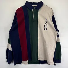 古着 90's/90年代 ラコステ LACOSTE 長袖 ポロシャツ 大きいサイズ ラガーシャツ ビッグロゴ刺繍 ストライプ柄 XL マルチカラー メンズ