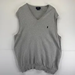 古着 ポロ・ラルフローレン POLO RALPH LAUREN ニットベスト 大きいサイズ コットン Vネック ワンポイントロゴ 2XLT  グレー系 メンズ