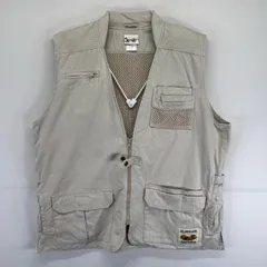 古着 ディズニー Disney ベスト コットンベスト ワーク フィッシング フルジップ メッシュ L  ベージュ系 メンズ