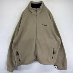 古着 ティンバーランド Timberland フルジップフリースジャケット ワンポイントロゴ刺繍 大きいサイズ 2XL  ベージュ系 メンズ