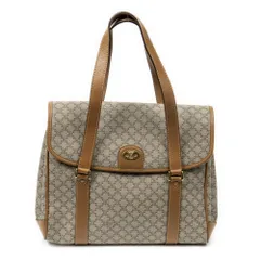 [中古] CELINE セリーヌヴィンテージ スクエア フラップ バッグベージュ/タンマカダムPVCキャンバスA