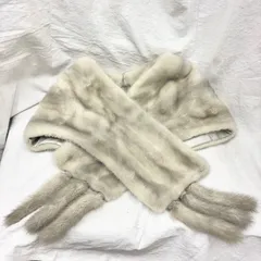 399 EMBA ミンクファー ストール ショール ティペット アイボリー系 房付き 毛皮 リアルファー ヴィンテージ