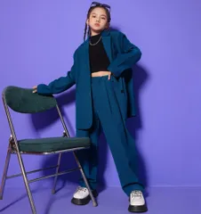 5着 キッズ ダンス 衣装 ジャケット パンツ ヒップホップ おしゃれ ダボダボ ゆったり目 男の子 。 ガールズ 女の子 ネイビー 応援団発表会