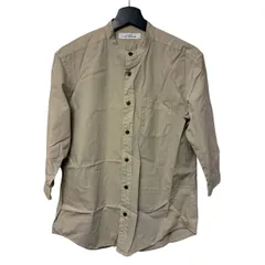 C458 UNITED ARROWS（ユナイテッドアローズ）green label relaxing（グリーンレーベル リラクシング）メンズシャツ S ベージュ バンドカラー