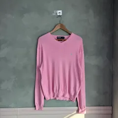 ポロ ラルフローレン ピマコットン Vネック ニット ピンク