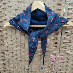 (新品) 花柄 三角ショール スカーフ - ブルー