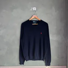 ポロラルフローレン ピマコットン Vネック ニット ネイビー