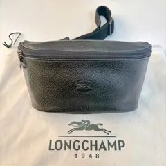 【美品⭐️LONGCHAMP】 ロンシャン　 レザー ボディバッグ　 ウエストバッグ　 ブラック　 フランス製　 AYA2601102502.