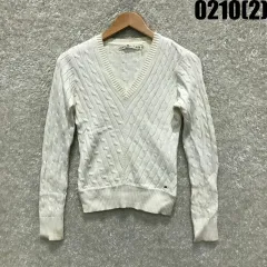 トミーヒルフィガー 白 ケーブル ニット Vネック s