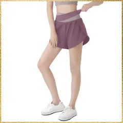 ☆彡送料無料でお届け☆彡Size:L_Color:パープル [MORGEN SKY] レディース ショートパンツ 短パン ジョガーパンツ 部屋着 ジム ヨガウェア フィットネス スポーツ スウェット ランニング トレーニング ショーツ付き ポケット 3分丈 ゆ