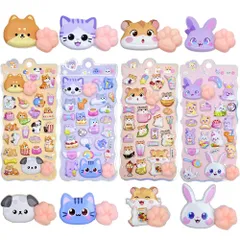 【当日発送】3D肉球シール 夜光 ぷくぷく 3D立体ステッカー もちもち ぷにぷに マシュマロ触感 猫の手 動物 キャラクター うさぎ クマ おしりシール デコレーション 手帳 スマホケース DIY貼り付け 可愛い ごほうび デコステッカー 子供  プレゼント
