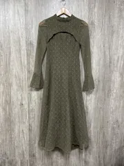 ANDRESD アンドレスド バックオープンジオメトリックドレス 結婚式二次会 ドレス ワンピース sizeM/カーキ ■■◎レディース