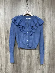 MOUSSY マウジー PEARL BUTTON STAND FRILL カーディガン sizeF/赤 ◆■ レディース