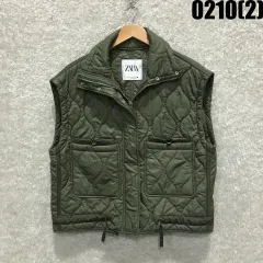 ザラ ZARA キルティング ベスト カーキ色 xs
