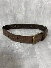 HENRY BEGUELIN エンリーベグリン イタリア製 スタッズ ベルト size6/茶 ■■◎メンズ