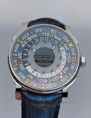 中古 箱付き ルイヴィトン LOUIS VUITTON エスカル タイムゾーン ワールドタイム Q5D20 マルチカラー文字盤 SS 自動巻き メンズ 腕時計