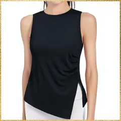 ☆彡送料無料でお届け☆彡SpecialSizeType:タンクトップ_Size:L Regular_Color:01-ブラック [ANGEL CITIZ] ヨガウェア レディース ノースリーブ タンクトップ トップス ロング丈 丈長 体型カバー ジム スポーツ