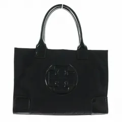 トリーバーチ TORY BURCH ハンドバッグ トート エナメル ナイロン マグネット ロゴ 黒 ブラック /XZ ■GY18