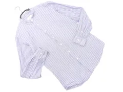 UNIVERSAL LANGUAGE ユニバーサルランゲージ ストライプ バンドカラー シャツ sizeS/白ｘ青 ■◇ メンズ