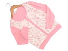 Aveniretoile アベニールエトワール レース ビジュー 7分袖 カーディガン size36/ピンク ■◇ レディース