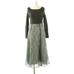 アプワイザーリッシェ Apuweiser-riche 配色レースドッキングワンピース 長袖 ロング 1 チャコールグレー グレー /NR ■OS