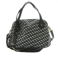 レリアン Leilian VISONA 総柄 ナイロン 2WAYショルダーバッグ ハンド 白 ホワイト 黒 ブラック /SS ■OS