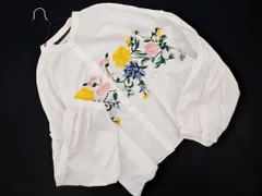 ZARA TRF ザラ トラファ 花柄 刺繍 ボリュームスリーブ バンドカラー ブラウス シャツ sizeXL/白 ■◇ レディース