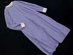 green label relaxing グリーンレーベルリラクシング ユナイテッドアローズ ストライプ バンドカラー シャツ ワンピース 白ｘ紺 ■◇ レディース