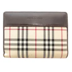 バーバリー ロンドン BURBERRY LONDON 二つ折り財布 ウォレット がま口 ノバチェック ロゴ ベージュ 茶 ブラウン /AE