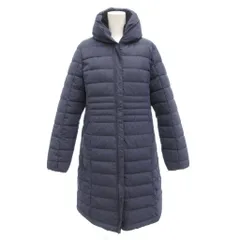 ミズノ MIZUNO 美品 中綿コート M ジップアップ ロゴ 刺繍 ロング丈 紺 ネイビー /AE