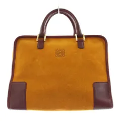 ロエベ LOEWE アナグラム アマソナ32 ハンドバッグ スエード ロゴ 黄 イエロー ボルドー /KU ■OH