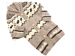 SHIPS シップス ウール100% カウチン ロング カーディガン 白ｘグレー ◇■ レディース