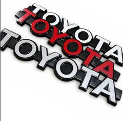トヨタ フロントグリル エンブレム 【選べる3カラー】 TOYOTA カスタム パーツ 外装 汎用 RAV4 ライズ ランドクルーザー ハイラックス プロボックス タコマ風 ロゴ レトロ クラシック ドレスアップ アクセサリー ホワイト レッド グレー