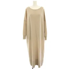 23区 オンワード樫山 ニットワンピース 薄手 ウール 大きいサイズ 44 ベージュ 無地 ウール カシミヤ混 長袖 ロング マキシ /HN