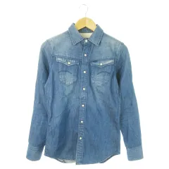 ジースターロウ G-Star RAW シャツ デニム ダンガリー 長袖 ロゴ XS 青 ブルー /AO13 ■GY03