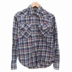 エフオービーファクトリー FOB FACTORY カジュアルシャツ チェック柄 長袖 S 青 ブルー /AE