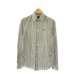 ポロ ラルフローレン POLO RALPH LAUREN CUSTOM FIT コットンストライプシャツ ブラウス 長袖 前開き 2 白 黒 /NR ■OS