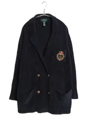 【お得なクーポン配布中!】 00s ローレン ラルフローレン ダブルブレスト ベロア コーデュロイ テーラード ジャケット レディース L 大きめ XL 程 ブレザー 金ボタン