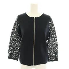 セオリーリュクス theory luxe ニットジャケット アウター 袖レース ジップアップ タグ付き 絹 シルク混 38 紺 ネイビー 03-5103720 /YT