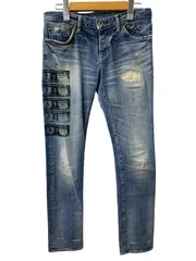 アンディ・ウォーホル バイ ヒステリックグラマー Andy Warhol by Hysteric Glamour スタッズデニムパンツ ドル プリント デニム ブルー Sサイズ 201LB-126